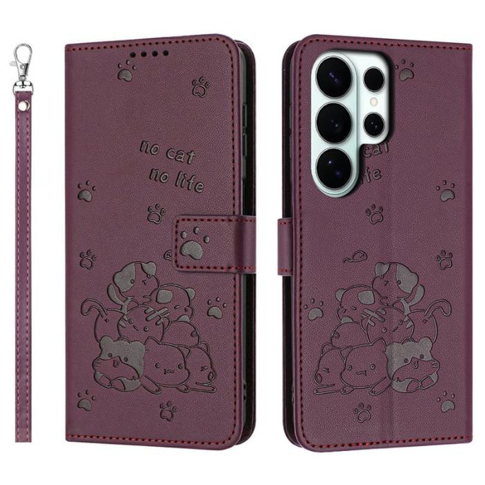 OEM - Plånboksfodral för Samsung Galaxy S26 Ultra Konstläder - Vinröd