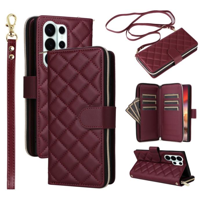 OEM - Plånboksfodral för Samsung Galaxy S26 Ultra Konstläder - Vinröd