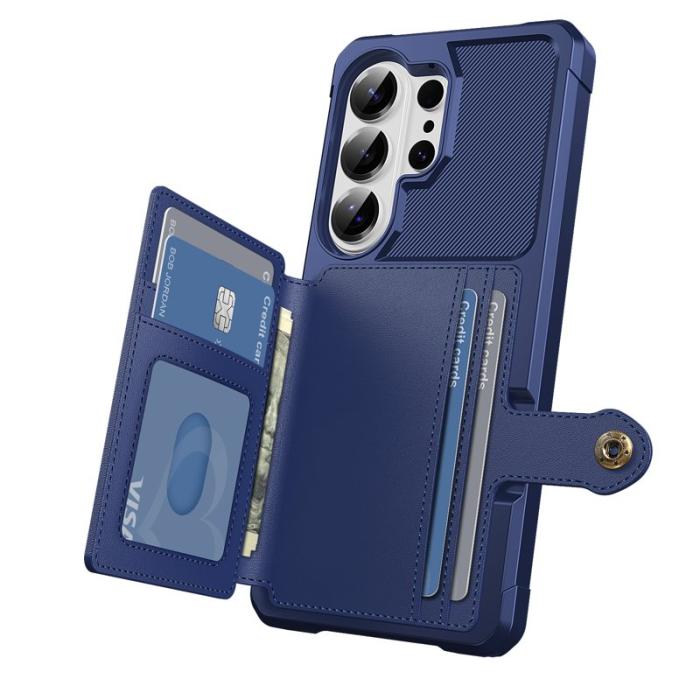 OEM - Mobilfodral för Samsung Galaxy S26 Ultra Kortfack Konstläder + TPU - Blå