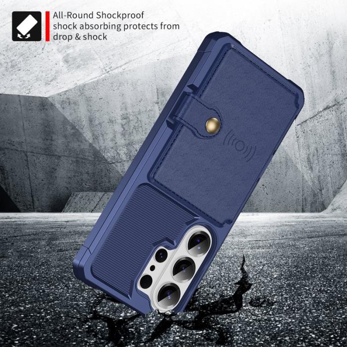 OEM - Mobilfodral för Samsung Galaxy S26 Ultra Kortfack Konstläder + TPU - Blå