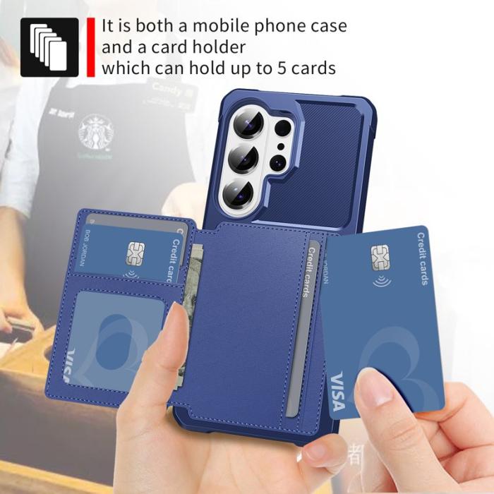 OEM - Mobilfodral för Samsung Galaxy S26 Ultra Kortfack Konstläder + TPU - Blå