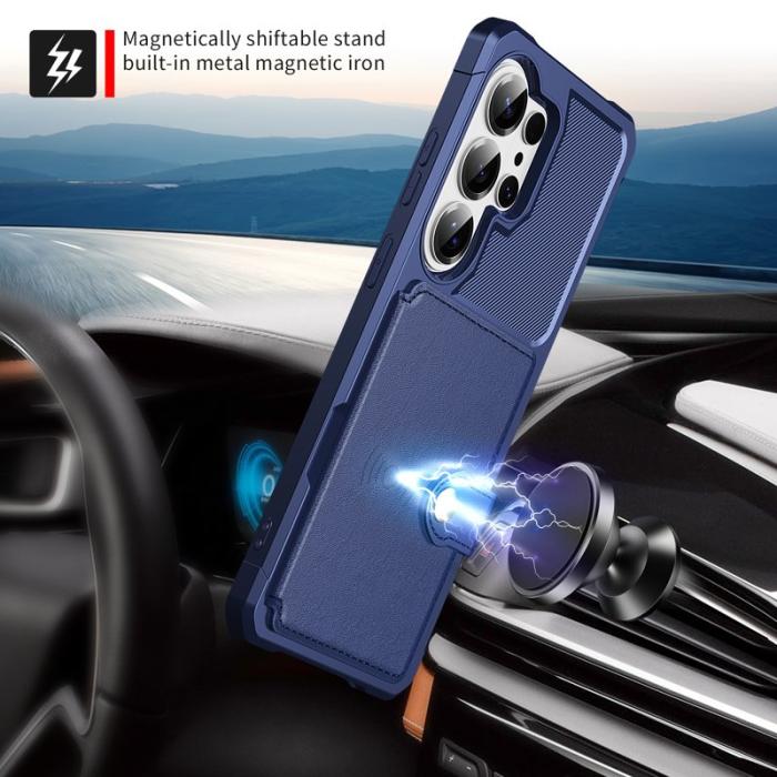 OEM - Mobilfodral för Samsung Galaxy S26 Ultra Kortfack Konstläder + TPU - Blå