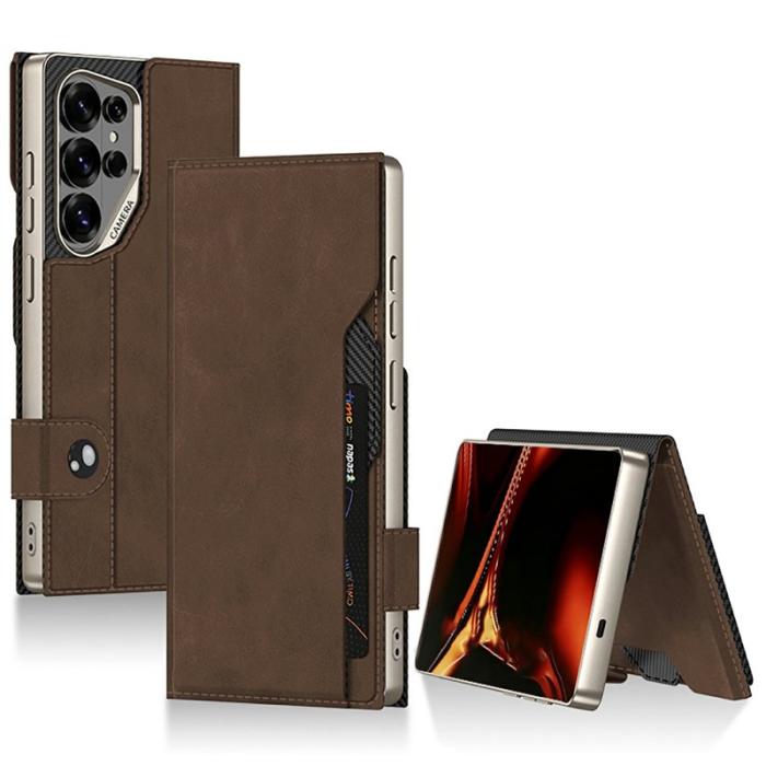 GKK - GKK Mobilfodral för Samsung Galaxy S26 Ultra Magnetiskt Konstläder - Brun