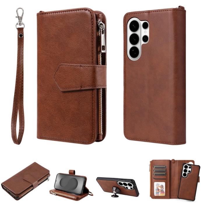 OEM - Plånboksfodral för Samsung Galaxy S26 Ultra Magnetiskt Konstläder - Brun