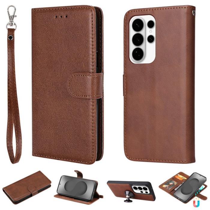 OEM - Plånboksfodral för Samsung Galaxy S26 Ultra Magnetiskt Konstläder - Brun