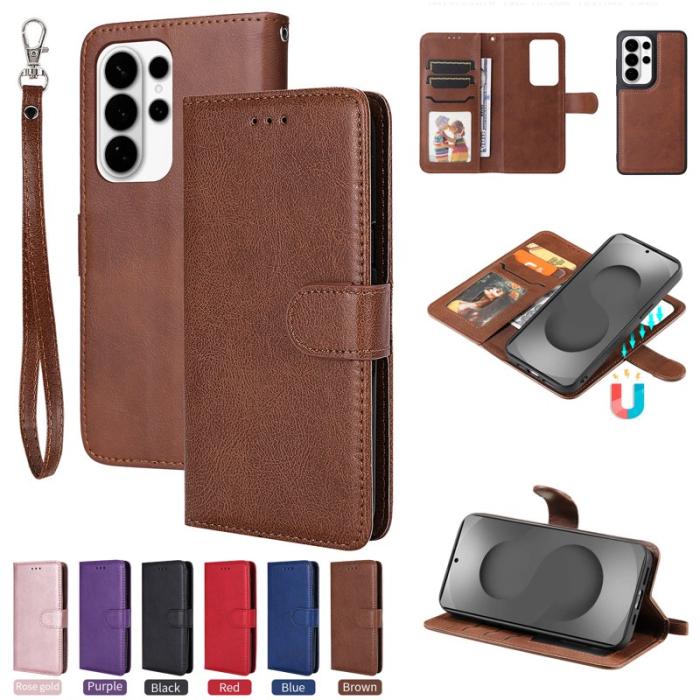 OEM - Plånboksfodral för Samsung Galaxy S26 Ultra Magnetiskt Konstläder - Brun