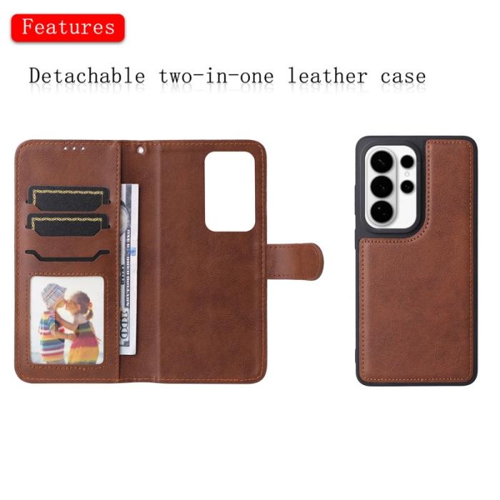 OEM - Plånboksfodral för Samsung Galaxy S26 Ultra Magnetiskt Konstläder - Brun