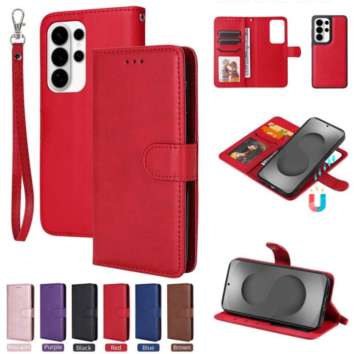 OEM - Plånboksfodral för Samsung Galaxy S26 Ultra Magnetiskt Konstläder - Röd