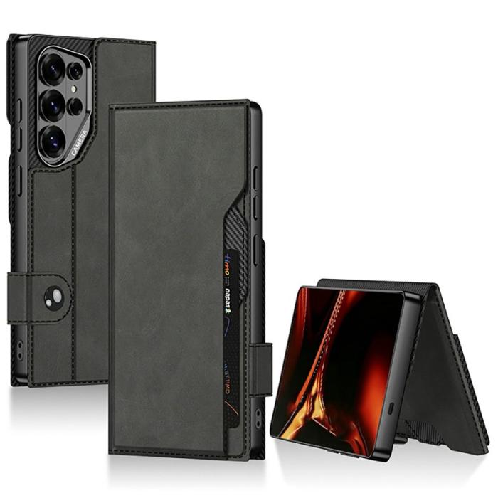 GKK - GKK Mobilfodral för Samsung Galaxy S26 Ultra Magnetiskt Konstläder - Svart