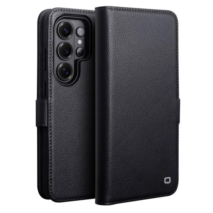 OEM - Plånboksfodral för Samsung Galaxy S26 Ultra Magnetiskt Äkta läder - Svart