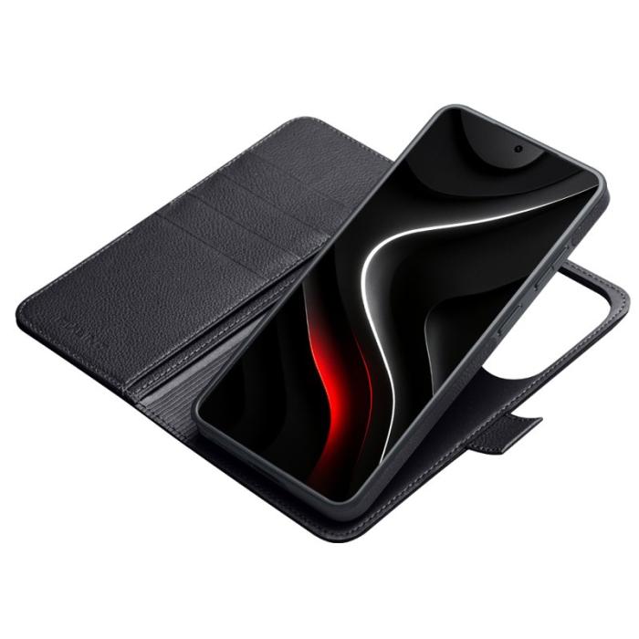 OEM - Plånboksfodral för Samsung Galaxy S26 Ultra Magnetiskt Äkta läder - Svart