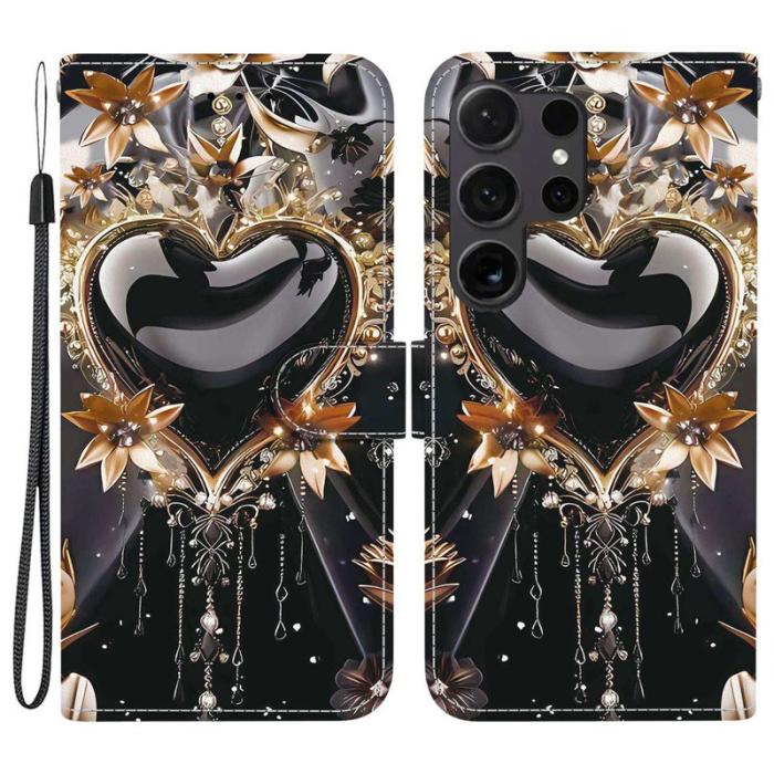 OEM - Plånboksfodral för Samsung Galaxy S26 Ultra Mönstertryck Konstläder - Svart