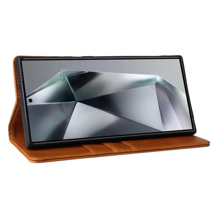 OEM - Plånboksfodral för Samsung Galaxy S26 Ultra RFID Blocking Konstläder - Brun