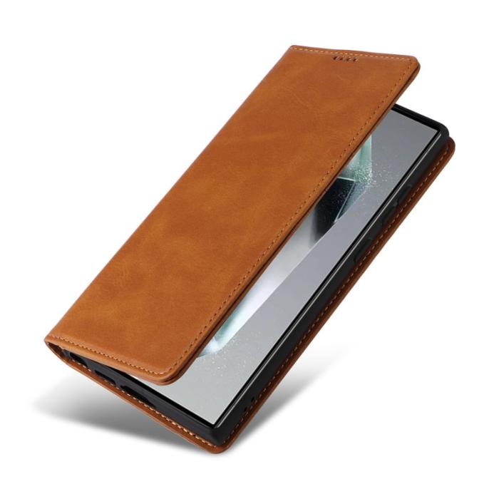 OEM - Plånboksfodral för Samsung Galaxy S26 Ultra RFID Blocking Konstläder - Brun