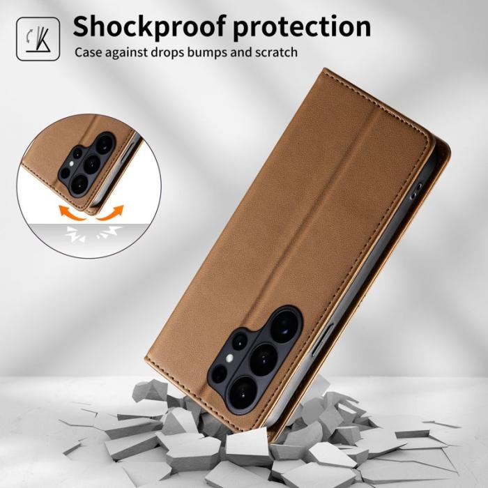 OEM - Plånboksfodral för Samsung Galaxy S26 Ultra Ställfunktion Konstläder - Brun