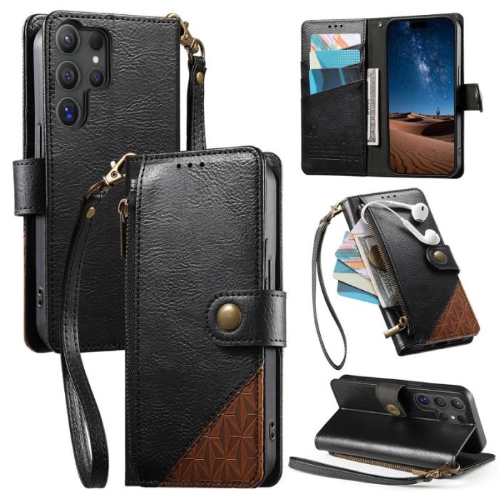 OEM - Mobilfodral för Samsung Galaxy S26 Ultra TPU + Konstläder - Svart