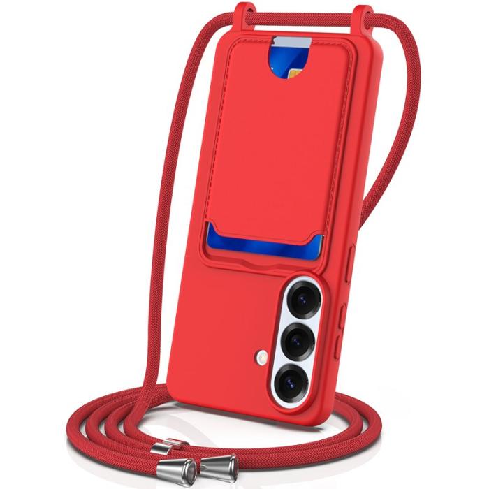 OEM - Mobilskal för Samsung Galaxy S26 Flytande silikon med kortfack - Röd