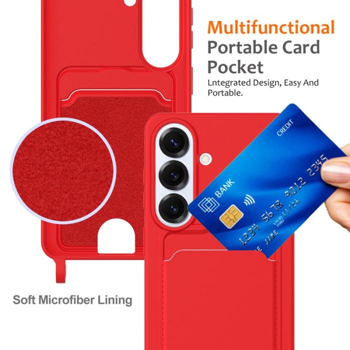 OEM - Mobilskal för Samsung Galaxy S26 Flytande silikon med kortfack - Röd