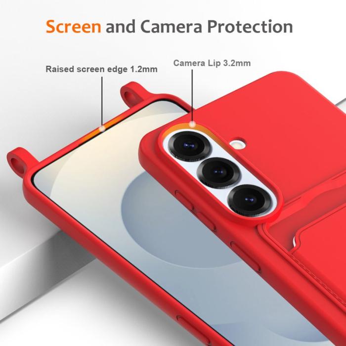 OEM - Mobilskal för Samsung Galaxy S26 Flytande silikon med kortfack - Röd