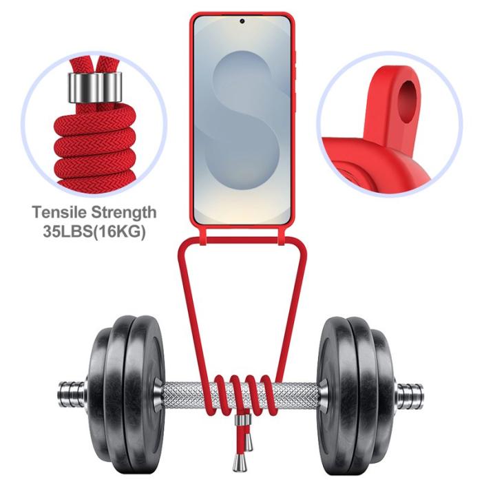 OEM - Mobilskal för Samsung Galaxy S26 Flytande silikon med kortfack - Röd