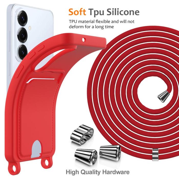 OEM - Mobilskal för Samsung Galaxy S26 Flytande silikon med kortfack - Röd