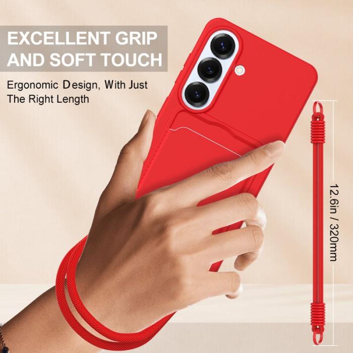 OEM - Mobilskal för Samsung Galaxy S26 Flytande silikon med kortfack - Röd