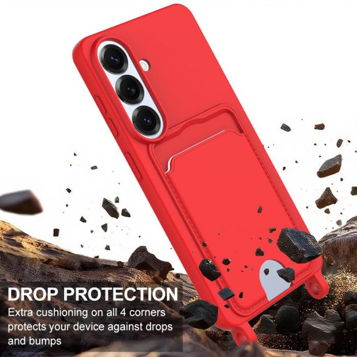 OEM - Mobilskal för Samsung Galaxy S26 Flytande silikon med kortfack - Röd