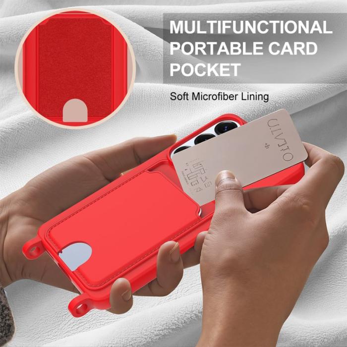 OEM - Mobilskal för Samsung Galaxy S26 Flytande silikon med kortfack - Röd