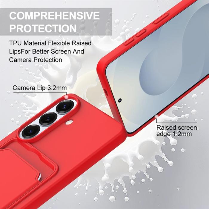 OEM - Mobilskal för Samsung Galaxy S26 Flytande silikon med kortfack - Röd