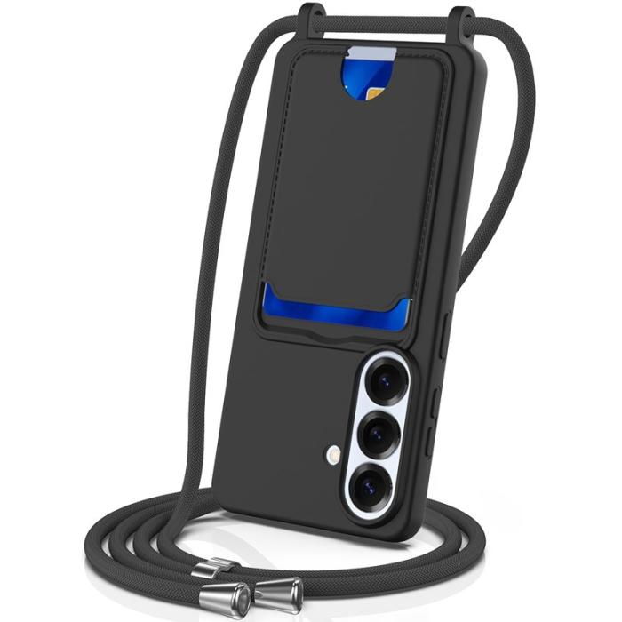 OEM - Mobilskal för Samsung Galaxy S26 Flytande silikon med kortfack - Svart