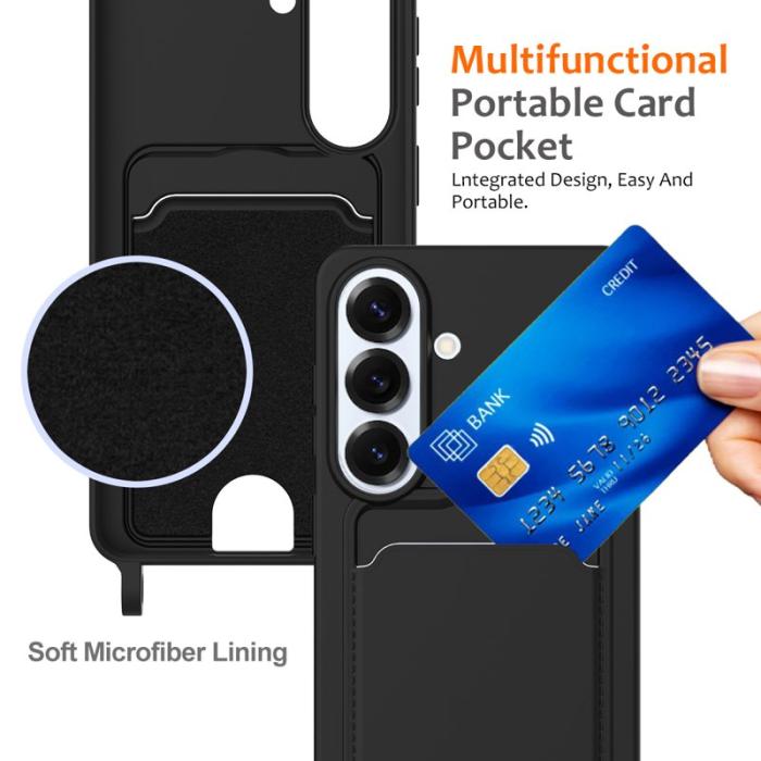 OEM - Mobilskal för Samsung Galaxy S26 Flytande silikon med kortfack - Svart