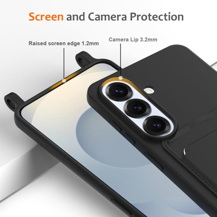 OEM - Mobilskal för Samsung Galaxy S26 Flytande silikon med kortfack - Svart