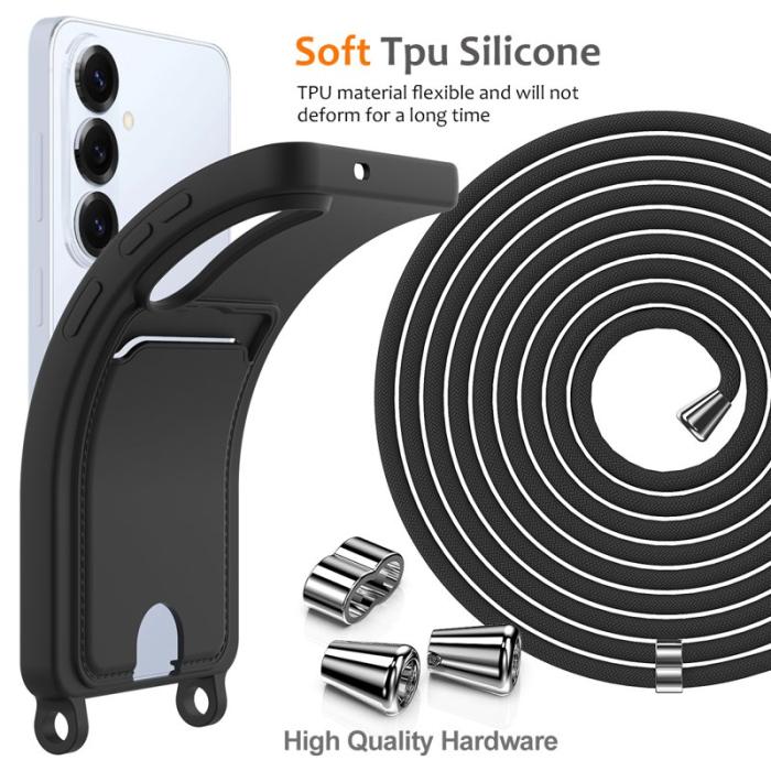 OEM - Mobilskal för Samsung Galaxy S26 Flytande silikon med kortfack - Svart