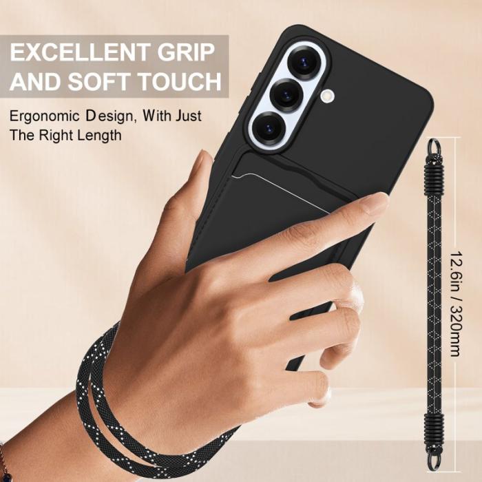 OEM - Mobilskal för Samsung Galaxy S26 Flytande silikon med kortfack - Svart