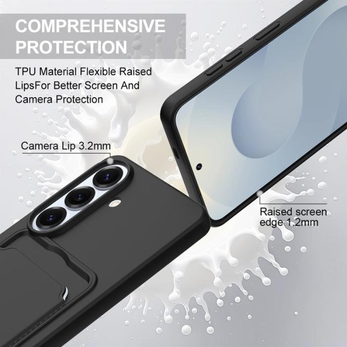 OEM - Mobilskal för Samsung Galaxy S26 Flytande silikon med kortfack - Svart