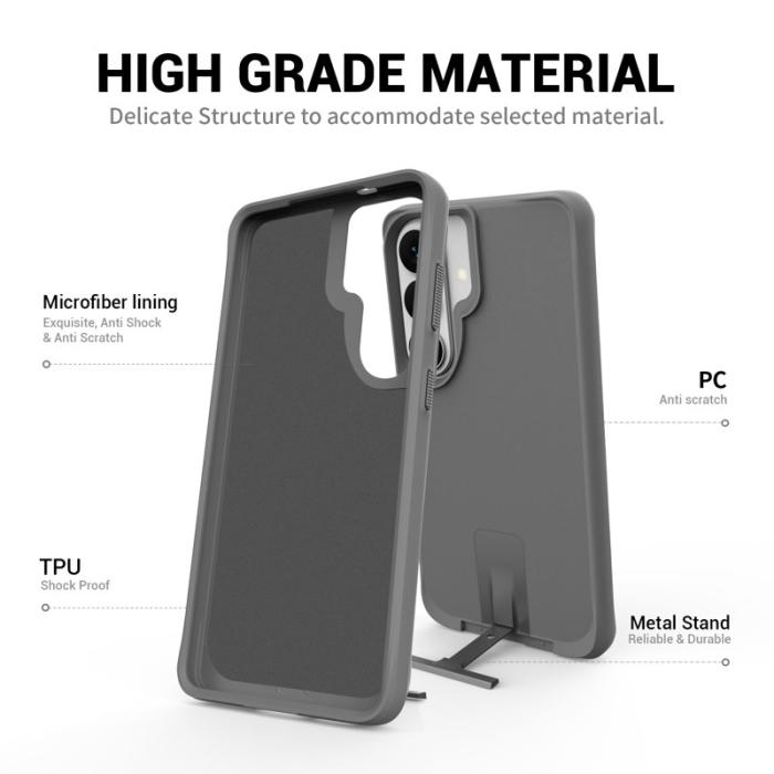 OEM - Mobilskal för Samsung Galaxy S26 Kickstand PC + TPU - Grå