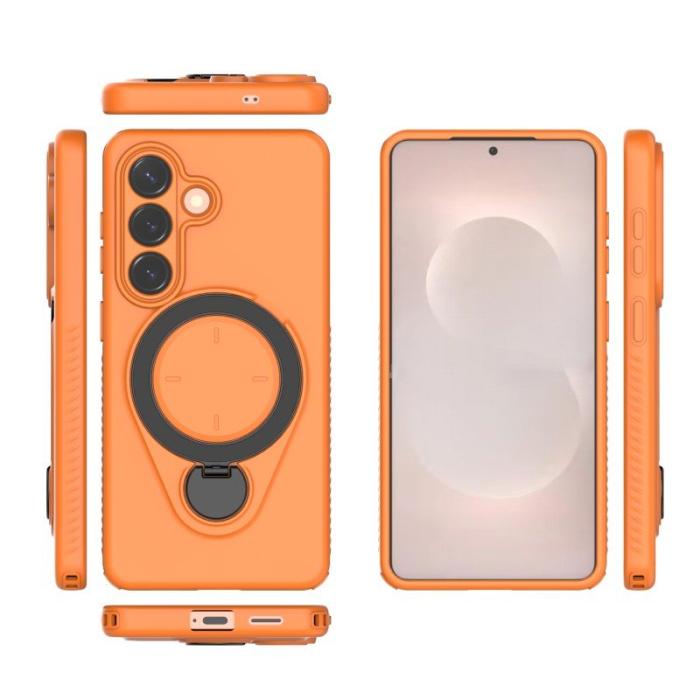 WANLONFENG - WANLONFENG Mobilskal för Samsung Galaxy S26 Kickstand PC + TPU - Orange