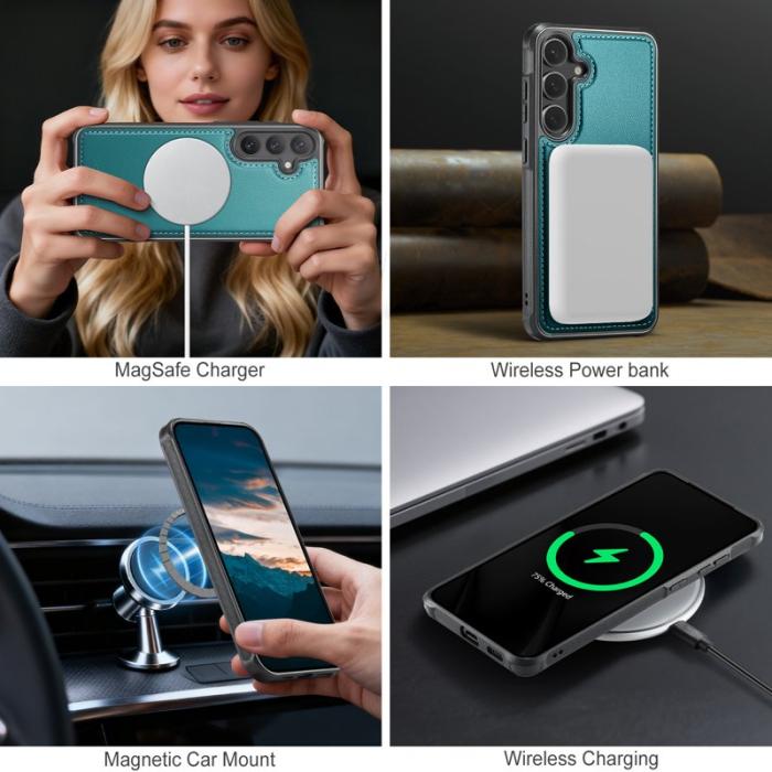 JEEHOOD - JEEHOOD Mobilskal för Samsung Galaxy S26 Magnetiskt Konstläder - Blå