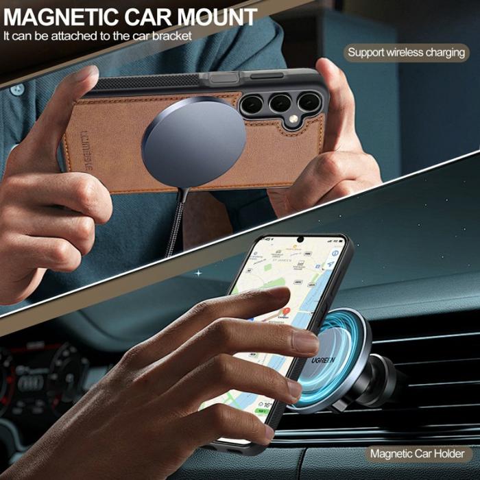 LC.imeeke - LC.IMEEKE Mobilskal för Samsung Galaxy S26 Magnetiskt Konstläder - Brun