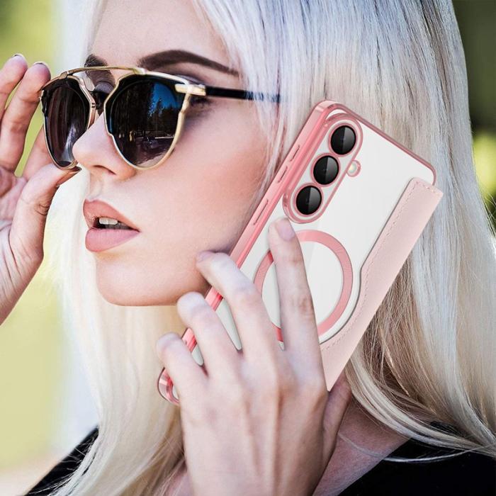 OEM - Mobilskal för Samsung Galaxy S26 Magnetiskt Konstläder RFID - Rosa