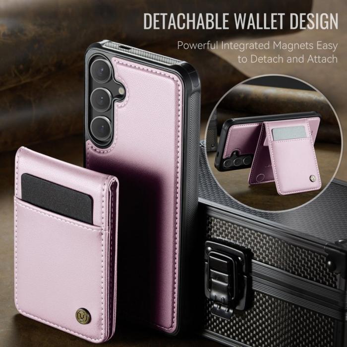 JEEHOOD - JEEHOOD Mobilskal för Samsung Galaxy S26 Magnetiskt Konstläder RFID - Rosa