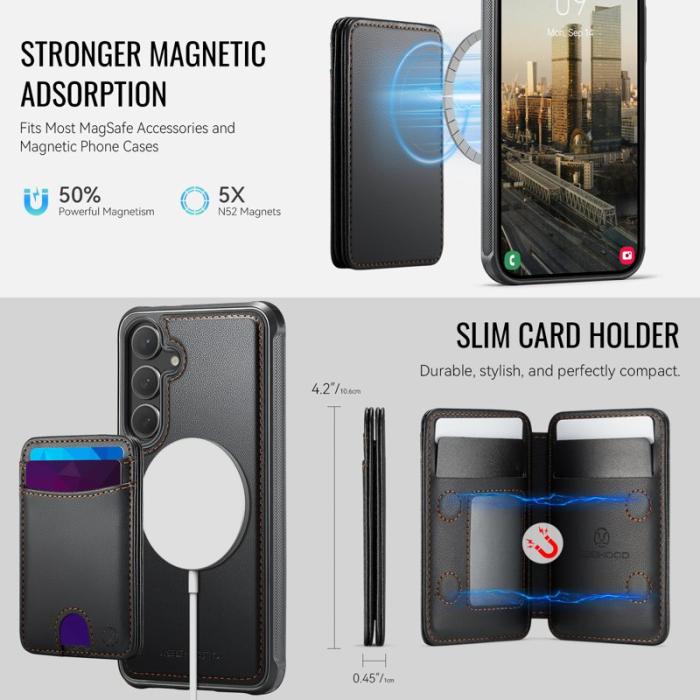 JEEHOOD - JEEHOOD Mobilskal för Samsung Galaxy S26 Magnetiskt Konstläder - Svart