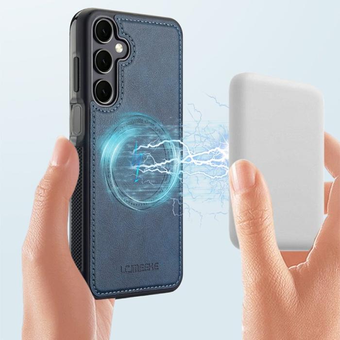 LC.imeeke - LC.IMEEKE Mobilskal för Samsung Galaxy S26 Magnetiskt Konstläder + TPU - Blå