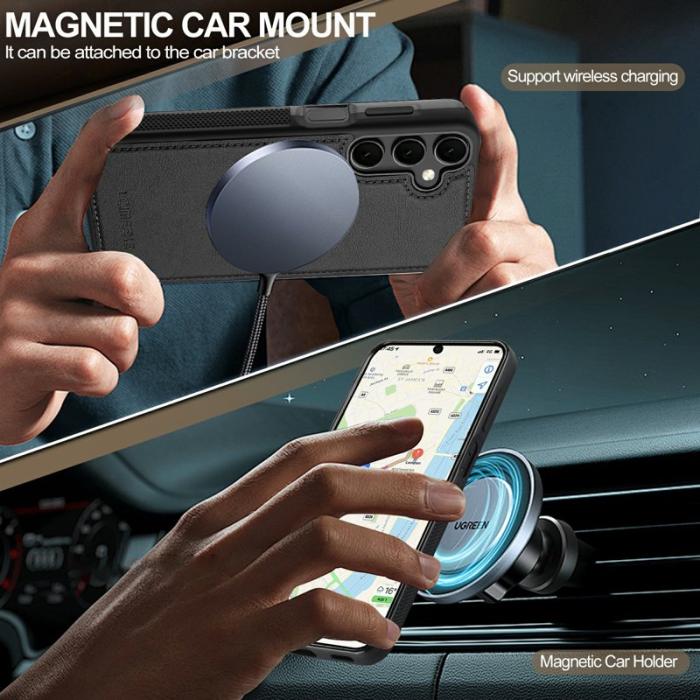 LC.imeeke - LC.IMEEKE Mobilskal för Samsung Galaxy S26 Magnetiskt Konstläder + TPU - Svart