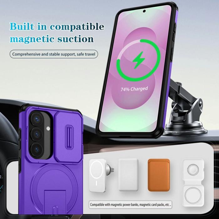 OEM - Mobilskal för Samsung Galaxy S26 Magnetiskt Kickstand PC + TPU - Lila