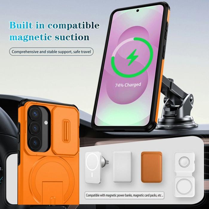 OEM - Mobilskal för Samsung Galaxy S26 Magnetiskt Kickstand PC + TPU - Orange