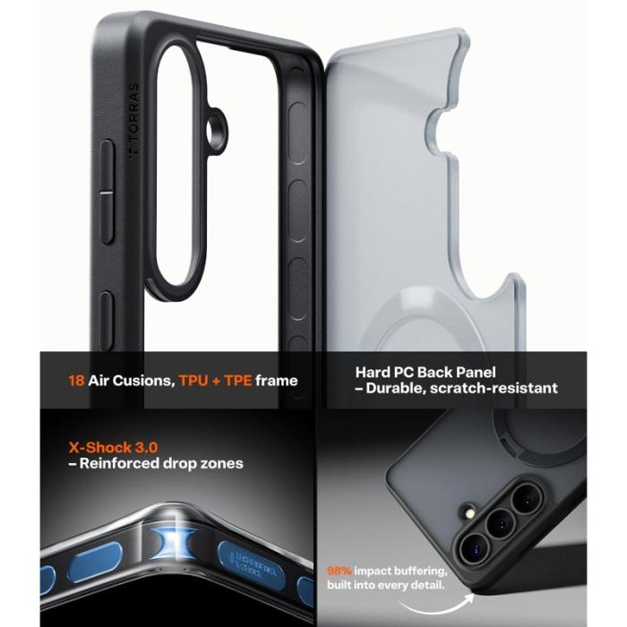 Torras - Torras Mobilskal för Samsung Galaxy S26 Magnetiskt Kickstand PC + TPU - Svart