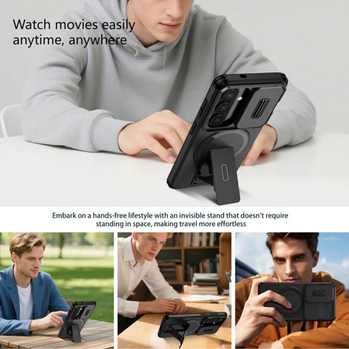 OEM - Mobilskal för Samsung Galaxy S26 Magnetiskt Kickstand PC + TPU - Svart