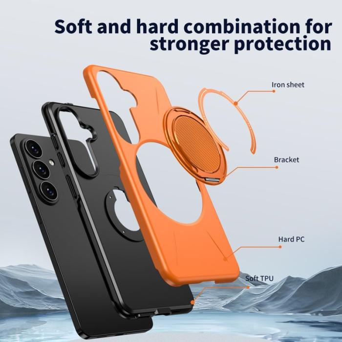 OEM - Mobilskal för Samsung Galaxy S26 Magnetiskt Kickstand TPU + PC - Orange