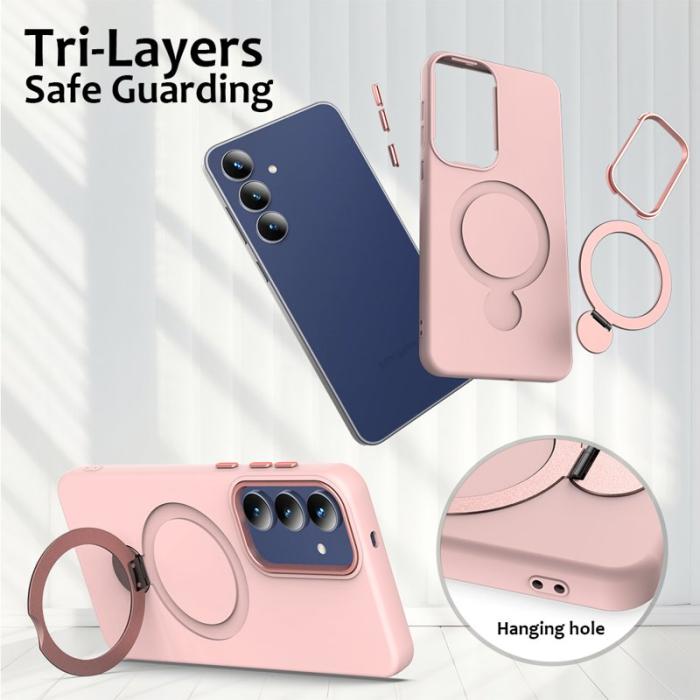 OEM - Mobilskal för Samsung Galaxy S26 Magnetiskt Ring Kickstand TPU + PC - Rosa